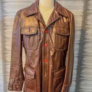 Vintage Cosa Nova Leather Coat w/ Zip-In Plaid Liner – Size 50 (L)